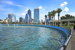 Fountain at Frienship Park overlookng Downtown Jacksonville
