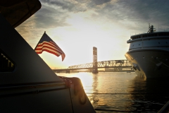 Yachts docked for event at Northbank Downtown Jacksonville